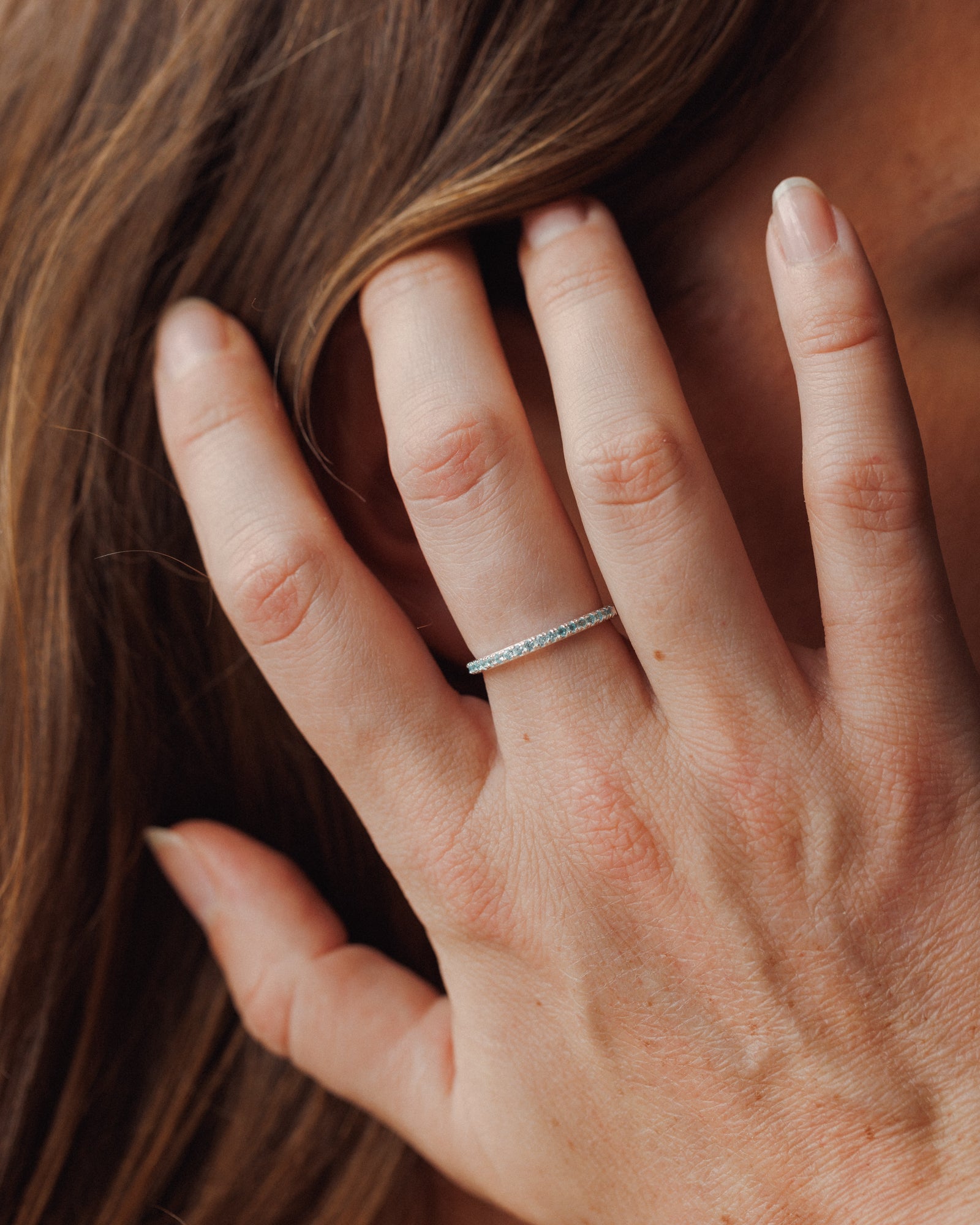 Silver Aura Birthstone Stacking Ring